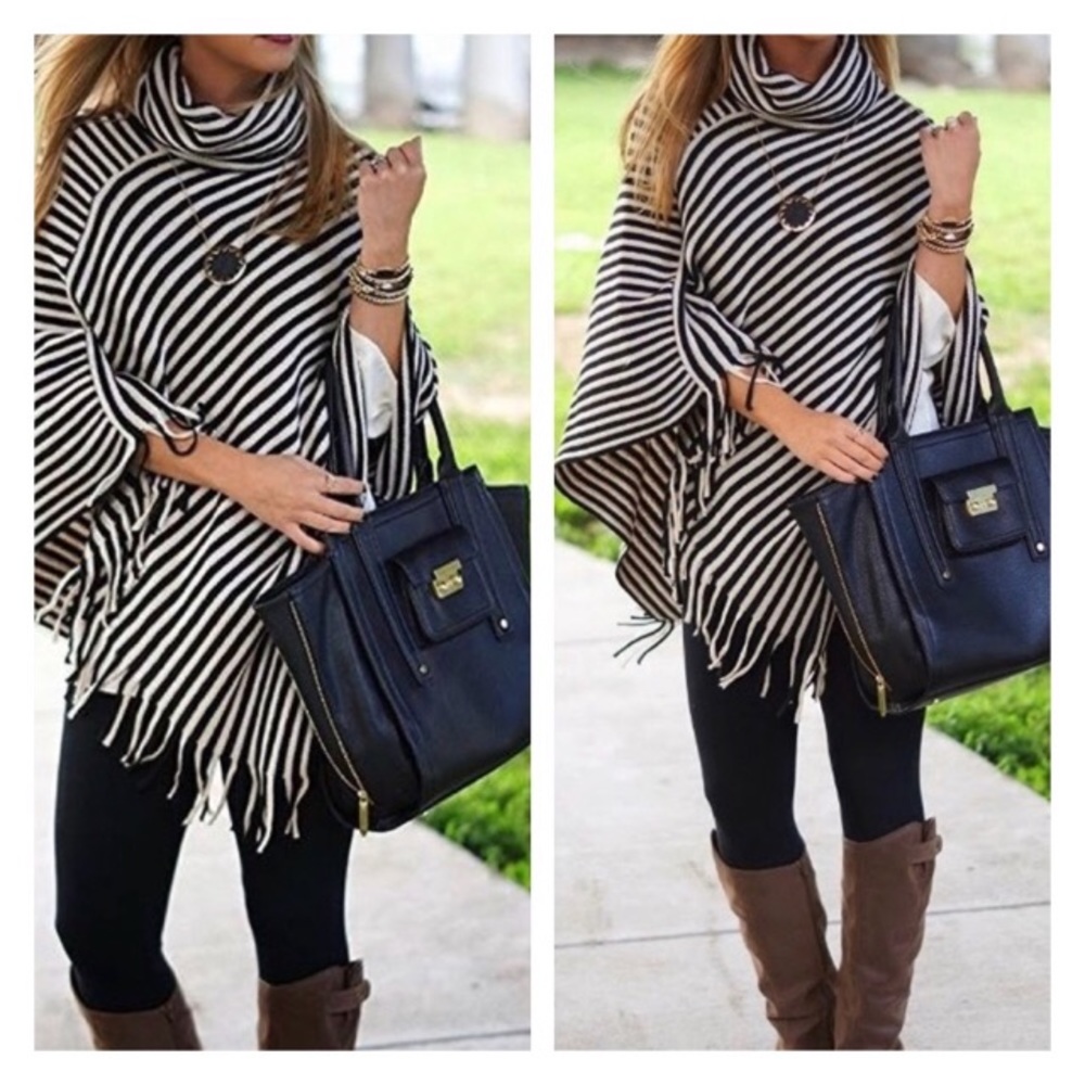 Striped poncho